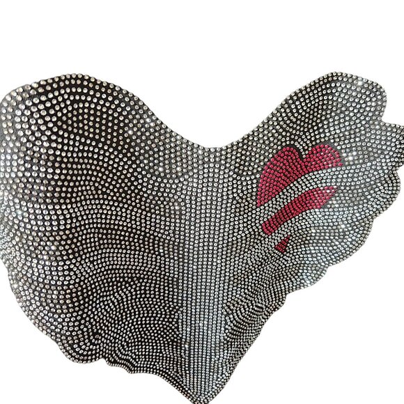 Rhinestone "Heart Beat" Design Black Sweatshirt Shein S - Picture 2 of 5